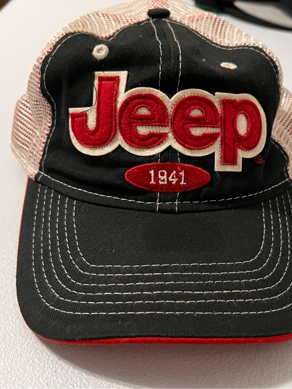 Jeep Black and Red Mesh Trucker Hat